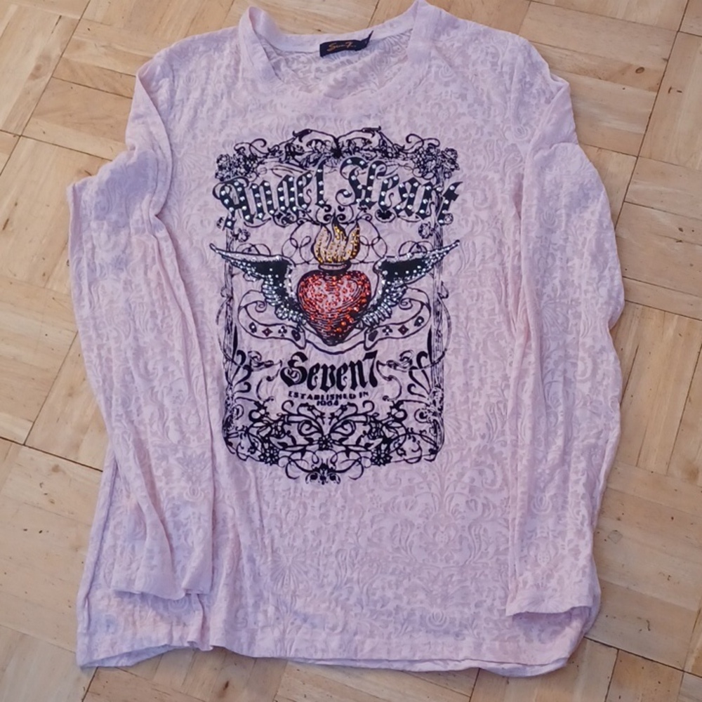 Seven7 women's top size large pink sheer